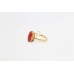 Ring Gold Yellow Coral 18kt INDIA Size 16 Gemstone Orange Women's Handmade A746